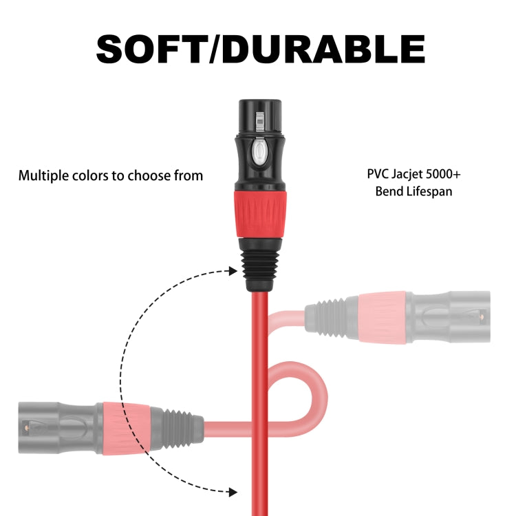 JC1015 XLR 3pin Male to Female Audio Cable, Length:10m(Red)