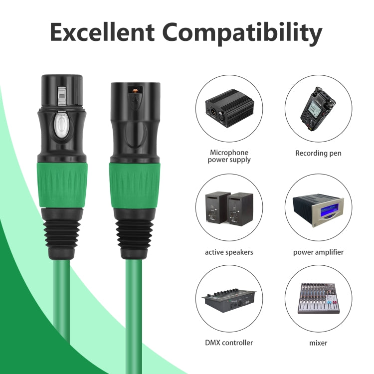 JC1015 XLR 3pin Male to Female Audio Cable, Length:10m(Green)