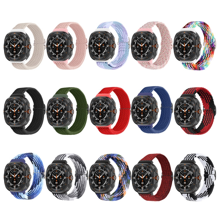 For Samsung Galaxy Watch Ultra 47mm Slide Buckle Nylon Braided Watch Band(Black)