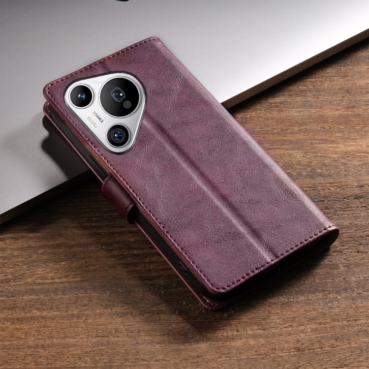 For Huawei Pura 70 N.BEKUS CSJ-P1 Solid Color Leather Phone Case(Wine Red)