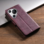 For Huawei Pura 70 Ultra N.BEKUS CSJ-P1 Solid Color Leather Phone Case(Wine Red)