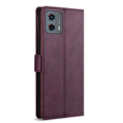For Motorola Moto G Stylus 2024 N.BEKUS CSJ-P1 Solid Color Leather Phone Case(Wine Red)