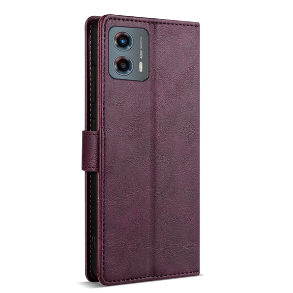For Motorola Moto G Stylus 2024 N.BEKUS CSJ-P1 Solid Color Leather Phone Case(Wine Red)