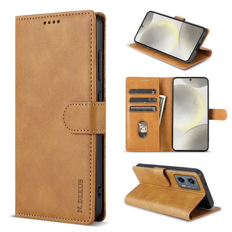 For Motorola Moto G 5G 2024 N.BEKUS CSJ-P1 Solid Color Leather Phone Case(Brown)