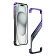For iPhone 15 S-shaped Stand Frameless Metal Phone Case(Black Purple) - free shipping - PMC TechLife - Order now!