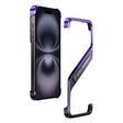 For iPhone 16 S-shaped Stand Frameless Metal Phone Case(Black Purple) - iPhone 16 Cases by PMC TechLife | Online Shopping South Africa | PMC TechLife | Buy Now Pay Later Mobicred