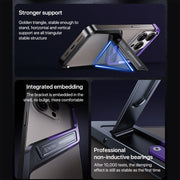 For iPhone 14 Pro Max S-shaped Stand Frameless Metal Phone Case(Silver)