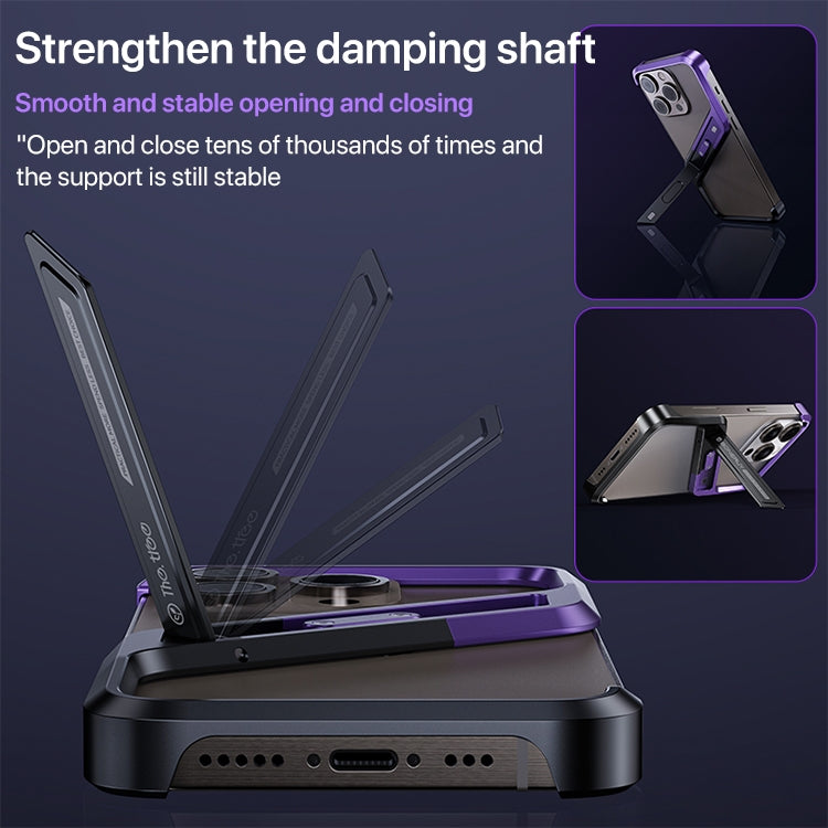 For iPhone 14 Pro S-shaped Stand Frameless Metal Phone Case(Silver)