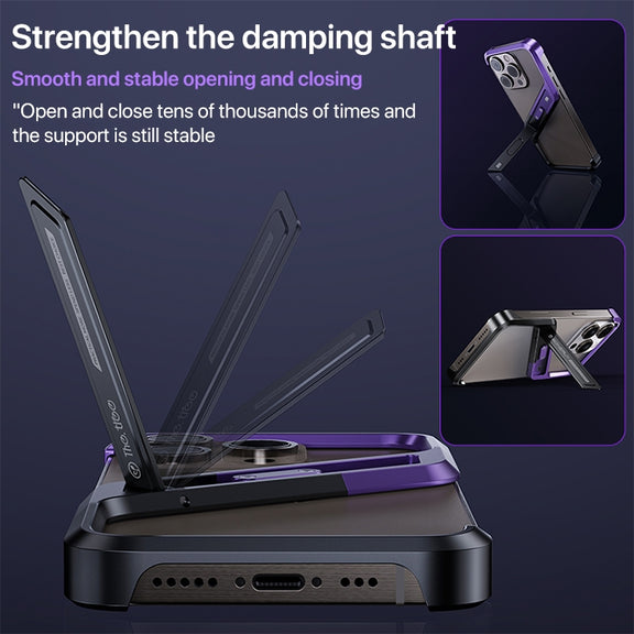 For iPhone 14 Pro S-shaped Stand Frameless Metal Phone Case(Silver)