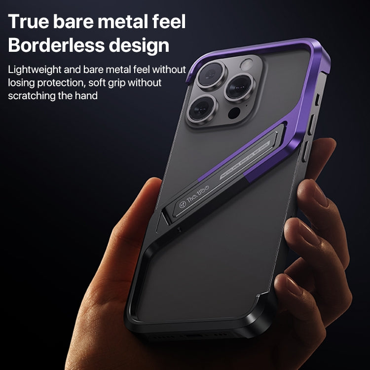 For iPhone 14 Pro Max S-shaped Stand Frameless Metal Phone Case(Silver)