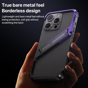 For iPhone 14 Pro Max S-shaped Stand Frameless Metal Phone Case(Silver)