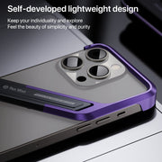 For iPhone 14 Pro Max S-shaped Stand Frameless Metal Phone Case(Silver)