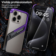 For iPhone 14 Pro Max S-shaped Stand Frameless Metal Phone Case(Silver)
