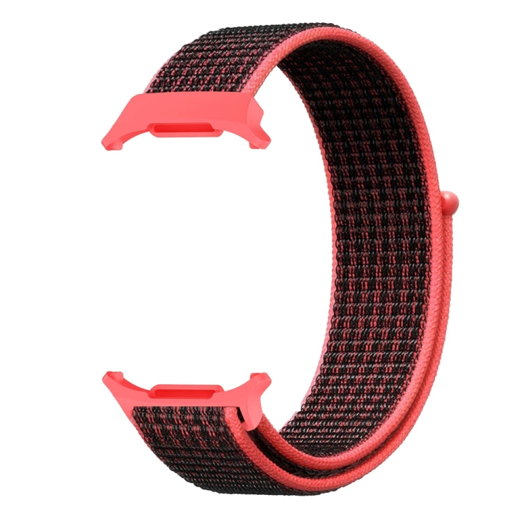 For Samsung Galaxy Watch Ultra 47mm Plastic Connector Nylon Loop Watch Band(Red Black)