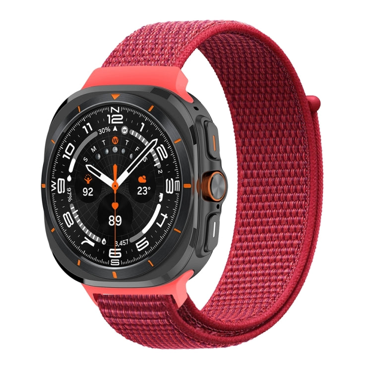 For Samsung Galaxy Watch Ultra 47mm Plastic Connector Nylon Loop Watch Band(Red)