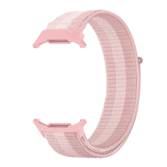 For Samsung Galaxy Watch Ultra 47mm Plastic Connector Nylon Loop Watch Band(Pink White Pink)