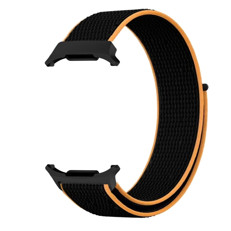 For Samsung Galaxy Watch Ultra 47mm Plastic Connector Nylon Loop Watch Band(Black Orange)