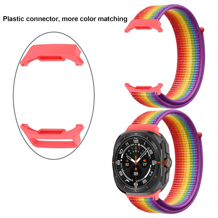 For Samsung Galaxy Watch Ultra 47mm Plastic Connector Nylon Loop Watch Band(Dark Black)