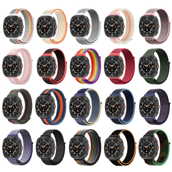 For Samsung Galaxy Watch Ultra 47mm Plastic Connector Nylon Loop Watch Band(Dark Navy Bblue)