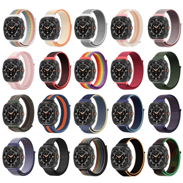 For Samsung Galaxy Watch Ultra 47mm Plastic Connector Nylon Loop Watch Band(Rainbow)