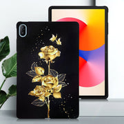 For Huawei MatePad SE 11 2024 Color Painting Pattern Smart Tablet TPU Case(Golden Rose)