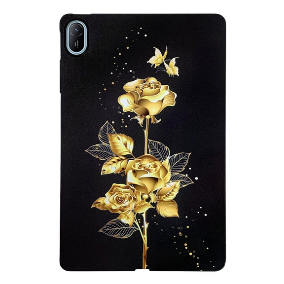 For Huawei MatePad SE 11 2024 Color Painting Pattern Smart Tablet TPU Case(Golden Rose)