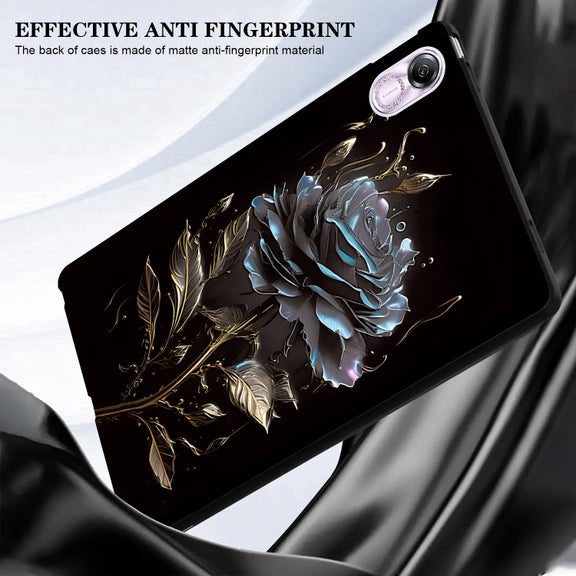 For Huawei MatePad SE 11 2024 Color Painting Pattern Smart Tablet TPU Case(Black Rose)