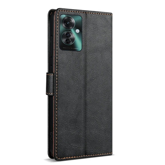 For OPPO Reno11 F 5G N.BEKUS CSJ-P1 Solid Color Leather Phone Case(Black)