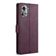 For OPPO Reno11 Pro 5G Global N.BEKUS CSJ-P1 Solid Color Leather Phone Case(Wine Red)