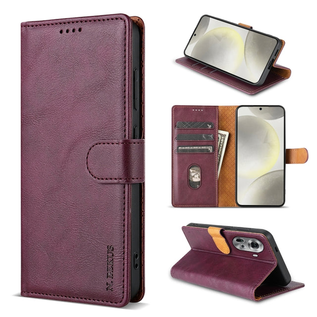 For OPPO Reno11 Pro 5G Global N.BEKUS CSJ-P1 Solid Color Leather Phone Case(Wine Red)