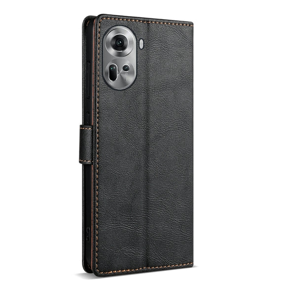 For OPPO Reno11 Pro 5G Global N.BEKUS CSJ-P1 Solid Color Leather Phone Case(Black)