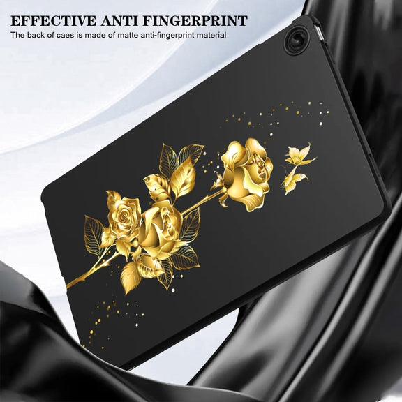 For Lenovo Tab M11 / Xiaoxin Pad 2024 Color Painting Pattern Smart Tablet TPU Case(Golden Rose)