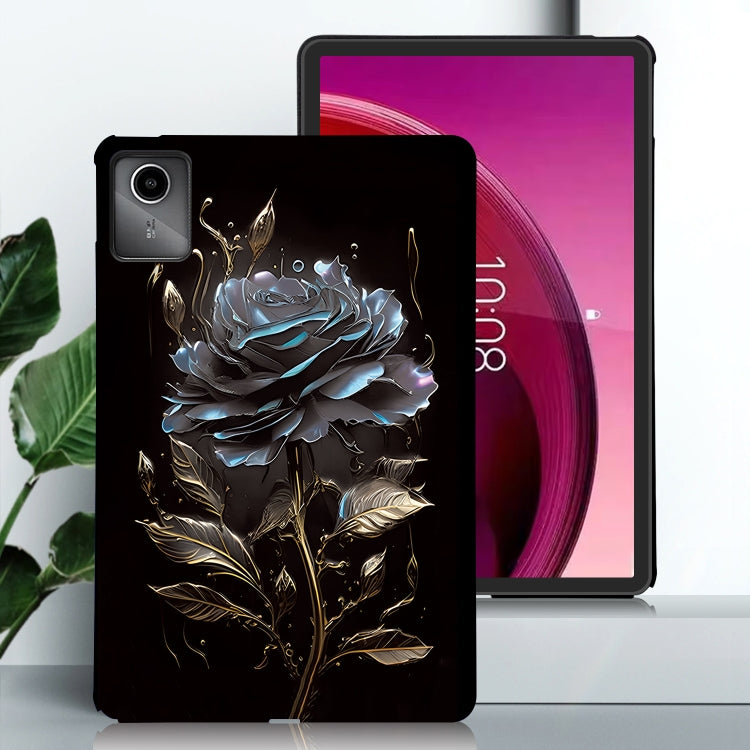 For Lenovo Tab M11 / Xiaoxin Pad 2024 Color Painting Pattern Smart Tablet TPU Case(Black Rose)