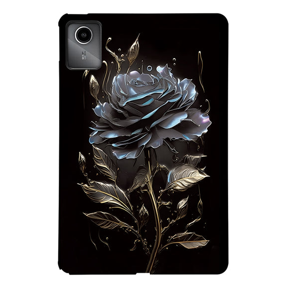 For Lenovo Tab M11 / Xiaoxin Pad 2024 Color Painting Pattern Smart Tablet TPU Case(Black Rose)