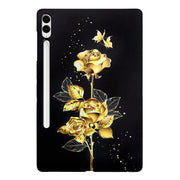 For Samsung Galaxy Tab S9+ / S9 FE+ Color Painting Pattern Smart Tablet TPU Case(Golden Rose)