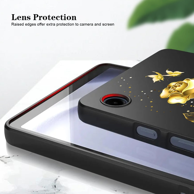 For Samsung Galaxy Tab S9+ / S9 FE+ Color Painting Pattern Smart Tablet TPU Case(Golden Rose)