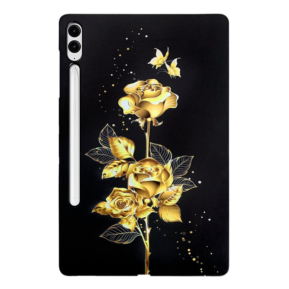 For Samsung Galaxy Tab S9+ / S9 FE+ Color Painting Pattern Smart Tablet TPU Case(Golden Rose)