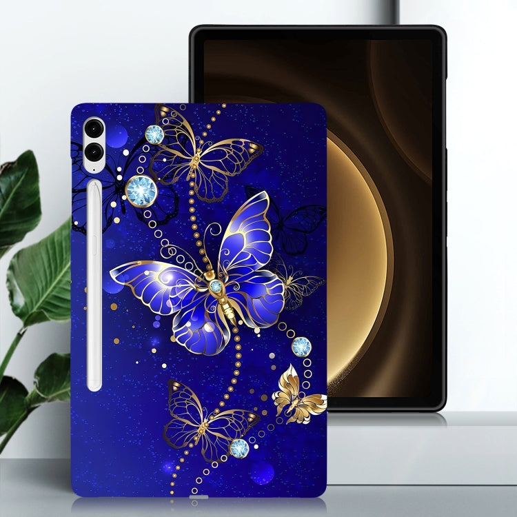 For Samsung Galaxy Tab S9+ / S9 FE+ Color Painting Pattern Smart Tablet TPU Case(Blue Butterfly)