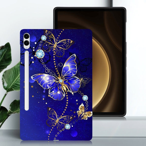 For Samsung Galaxy Tab S9+ / S9 FE+ Color Painting Pattern Smart Tablet TPU Case(Blue Butterfly)
