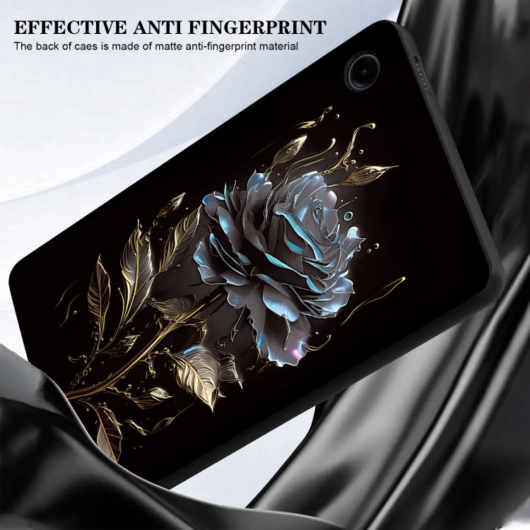 For Samsung Galaxy Tab S9+ / S9 FE+ Color Painting Pattern Smart Tablet TPU Case(Black Rose)