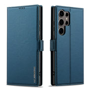 For Samsung Galaxy S24 Ultra 5G LC.IMEEKE L1 Series Frosted Fine Texture PU Phone Case(Blue)