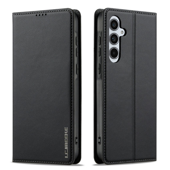 For Samsung Galaxy S24 FE 5G LC.IMEEKE L1 Series Frosted Fine Texture PU Phone Case(Black)