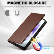 For Samsung Galaxy S24 FE 5G LC.IMEEKE L1 Series Frosted Fine Texture PU Phone Case(Brown)