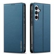 For Samsung Galaxy S24 FE 5G LC.IMEEKE L1 Series Frosted Fine Texture PU Phone Case(Blue)