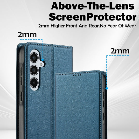 For Samsung Galaxy S24 FE 5G LC.IMEEKE L1 Series Frosted Fine Texture PU Phone Case(Blue)