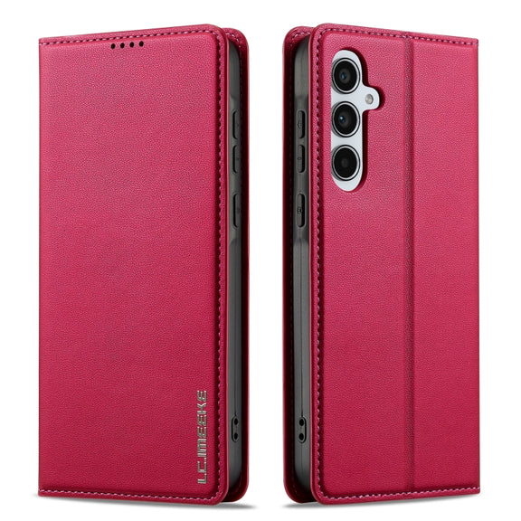 For Samsung Galaxy S24 FE 5G LC.IMEEKE L1 Series Frosted Fine Texture PU Phone Case(Red)