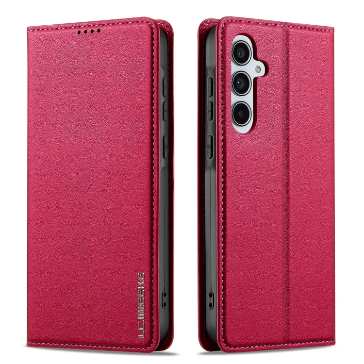 For Samsung Galaxy S24 FE 5G LC.IMEEKE L1 Series Frosted Fine Texture PU Phone Case(Red)