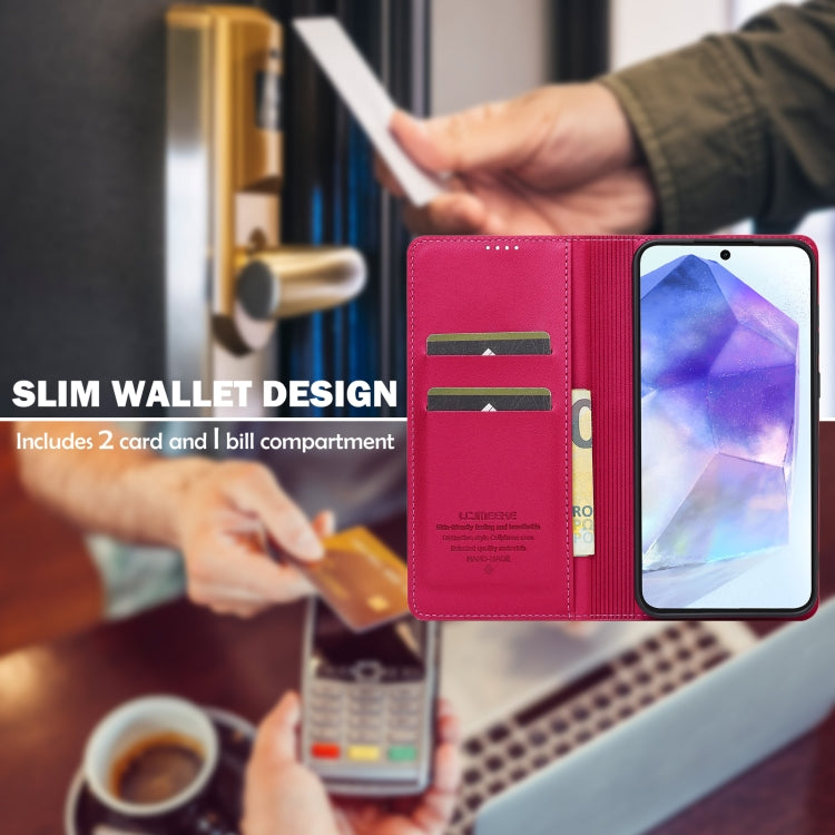 For Samsung Galaxy S24 FE 5G LC.IMEEKE L1 Series Frosted Fine Texture PU Phone Case(Red)