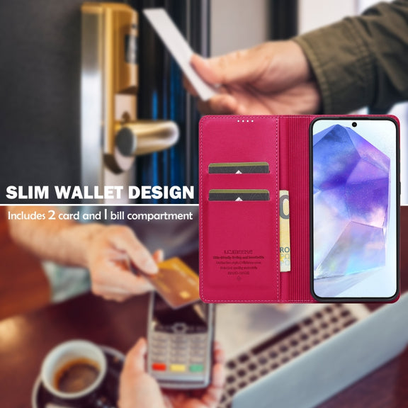 For Samsung Galaxy S24 FE 5G LC.IMEEKE L1 Series Frosted Fine Texture PU Phone Case(Red)