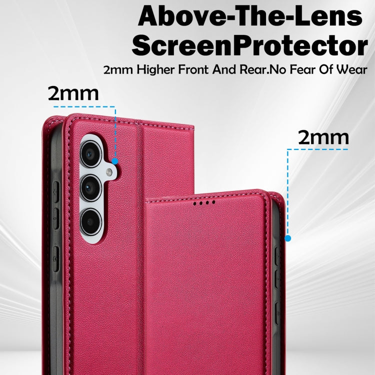For Samsung Galaxy S24 FE 5G LC.IMEEKE L1 Series Frosted Fine Texture PU Phone Case(Red)